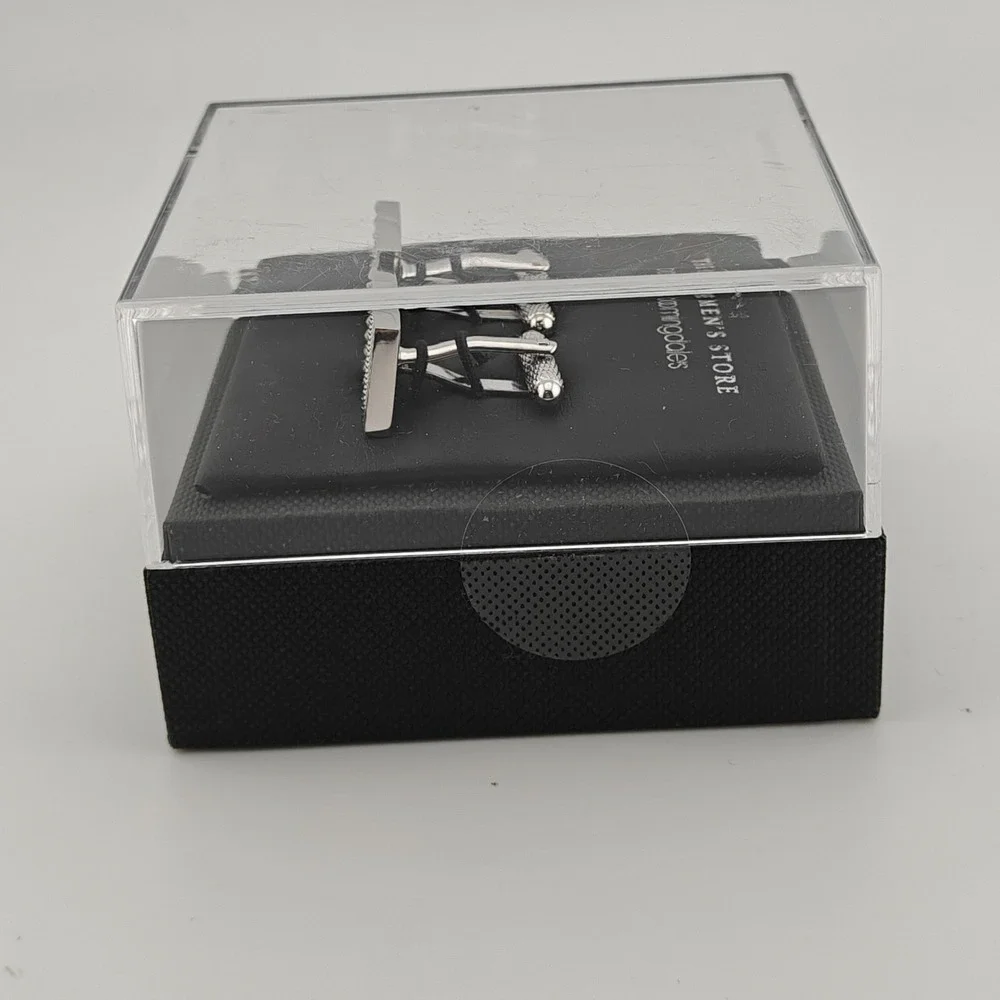 The‎ Men's Store Bloomingdale's Cufflinks Silver Tone Textured Mens New In Box